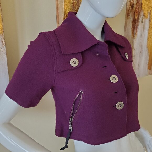 Millard Fillmore Purple Wool Blended Cropped Retro Jacket SZ S - Picture 3 of 8